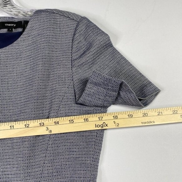 Theory Dress Women Size 8 Blue Albita WR Meterie Fit & Flare Short Sleeve Mini - Picture 10 of 12